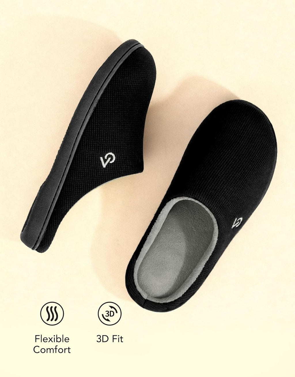 VeraCosy Men's Two-Tone Memory Foam House Slippers Indoor Outdoor Durable Rubber Sole
