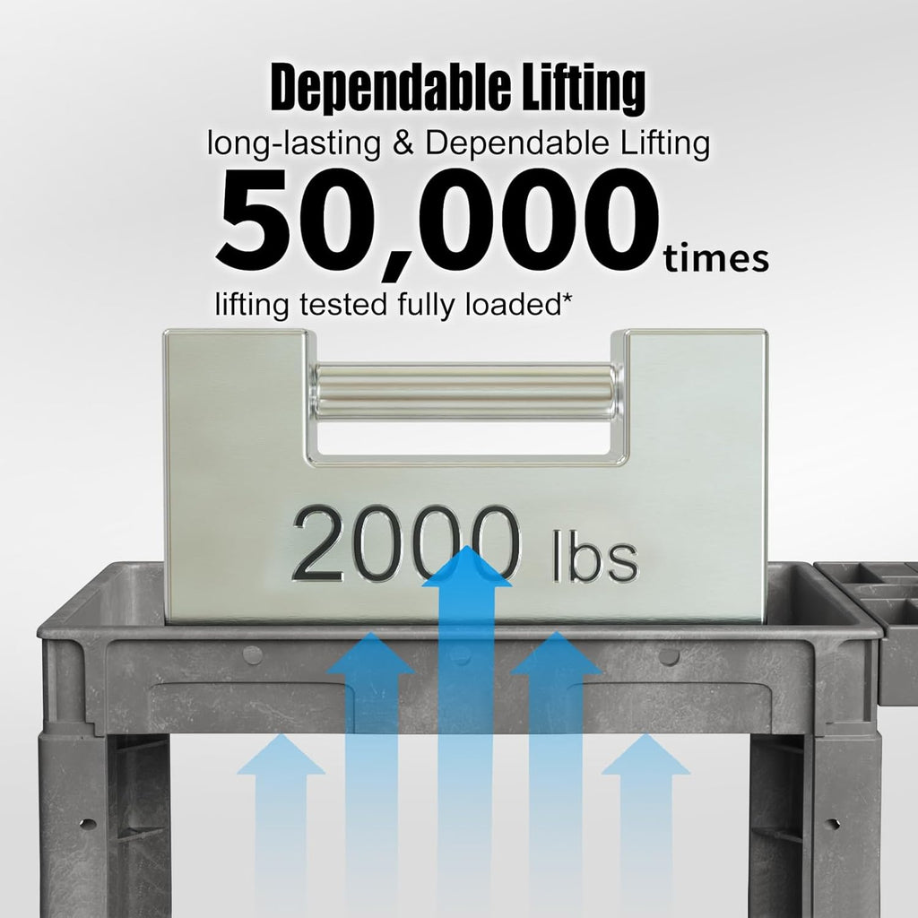 2 Tier Plastic Rolling Cart Utility Cart on Wheels, Heavy Duty Tool Carts with Ergonomic Storage