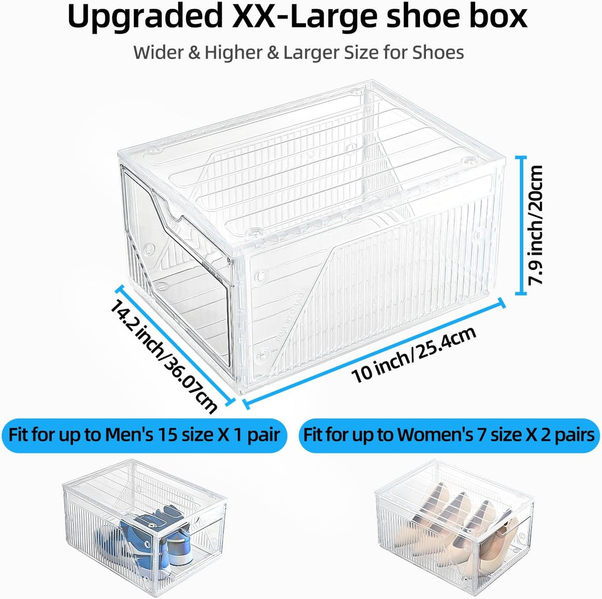 Modular XX-Large Shoe Organizer,6 Pack Shoe Storage Organizer Easy to Assemble,Shoe Box Clear
