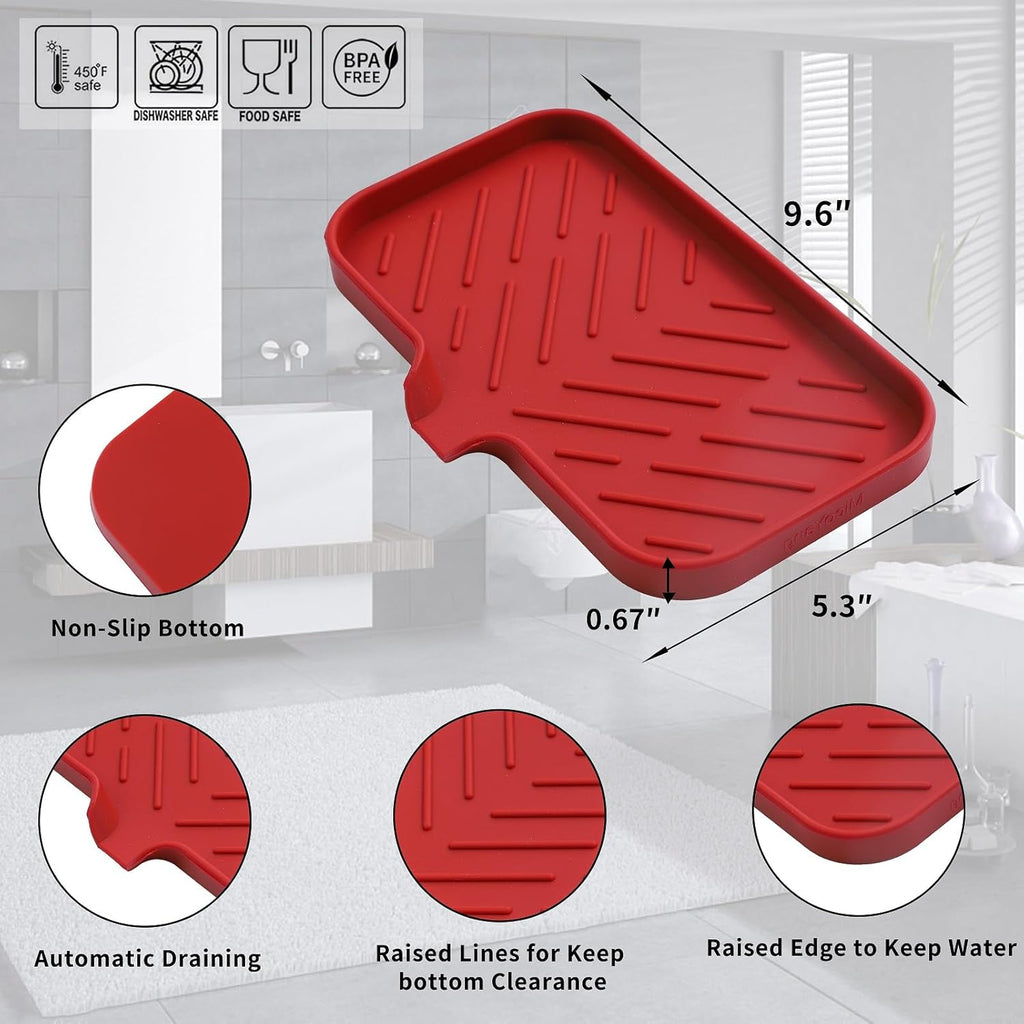 Silicone Bathroom Soap Dishes with Drain Spout-Bathroom and Kitchen Sink Organizer,Sponge