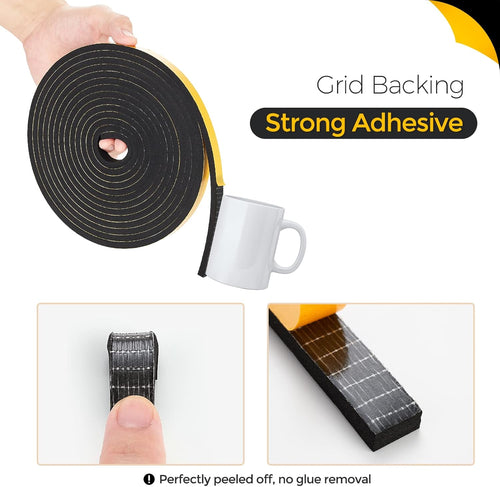 16.5 Feet Weather Stripping Door Seal, 1" Wide X 3/8" Thick Door Seal Strip High Density Foam Tape