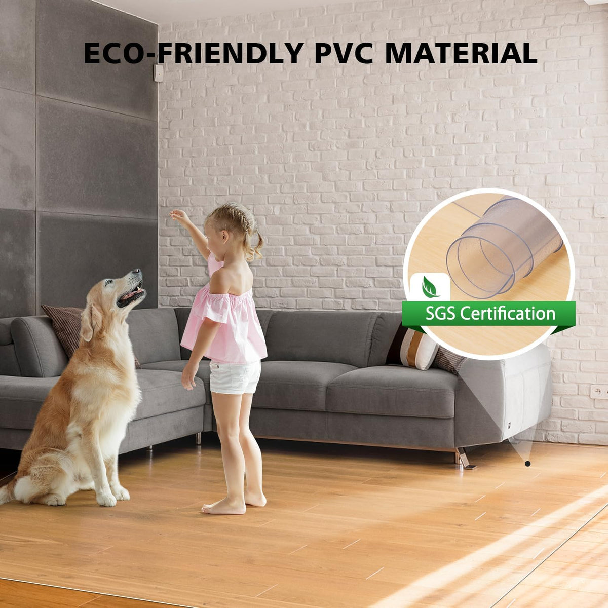 Clear Chair Mat, 3'×5'Floor Mats for Home, Durable Non-Slip Hard Floor Protector, PVC Waterproof