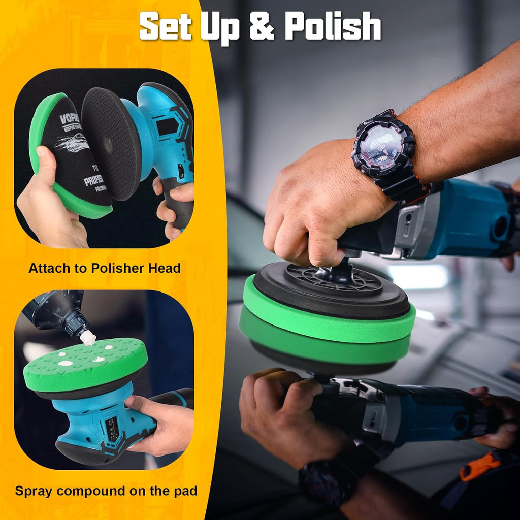8 Pcs Buffing Polishing Pads, 6 Inch Polishing Pads, Car Compound Buffing Sponge Pads and Woolen