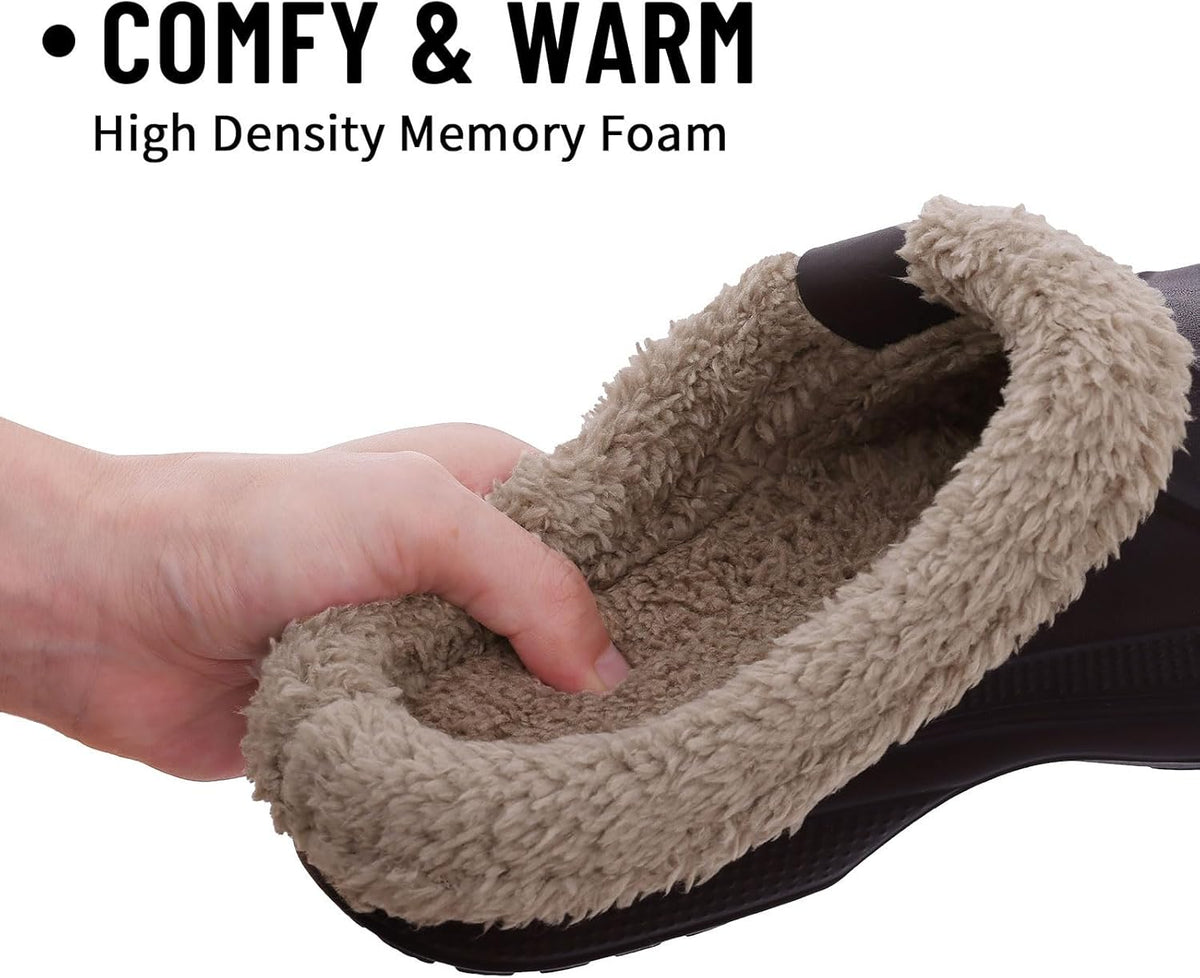 Beslip Classic Fur Lined Clogs Waterproof Winter Fuzzy Slippers for Women Men Indoor and Outdoor