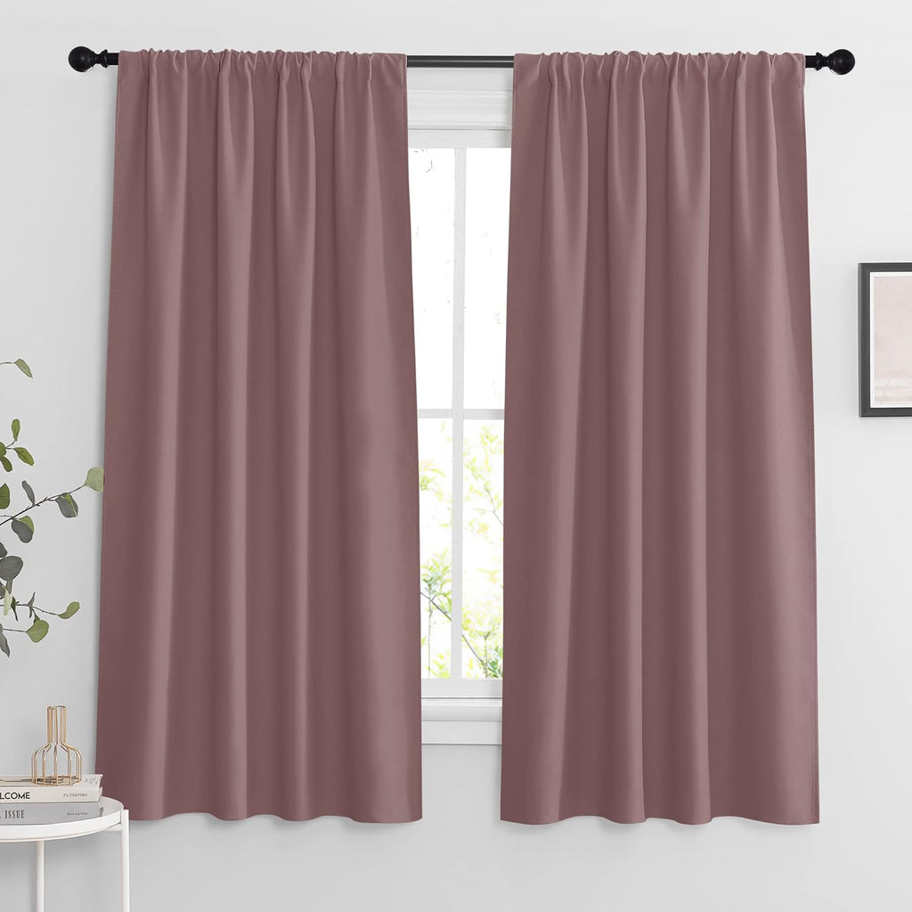 RYB HOME Bedroom Curtains Blackout - Light Block Energy Efficiency Small Window Treatment Drapes
