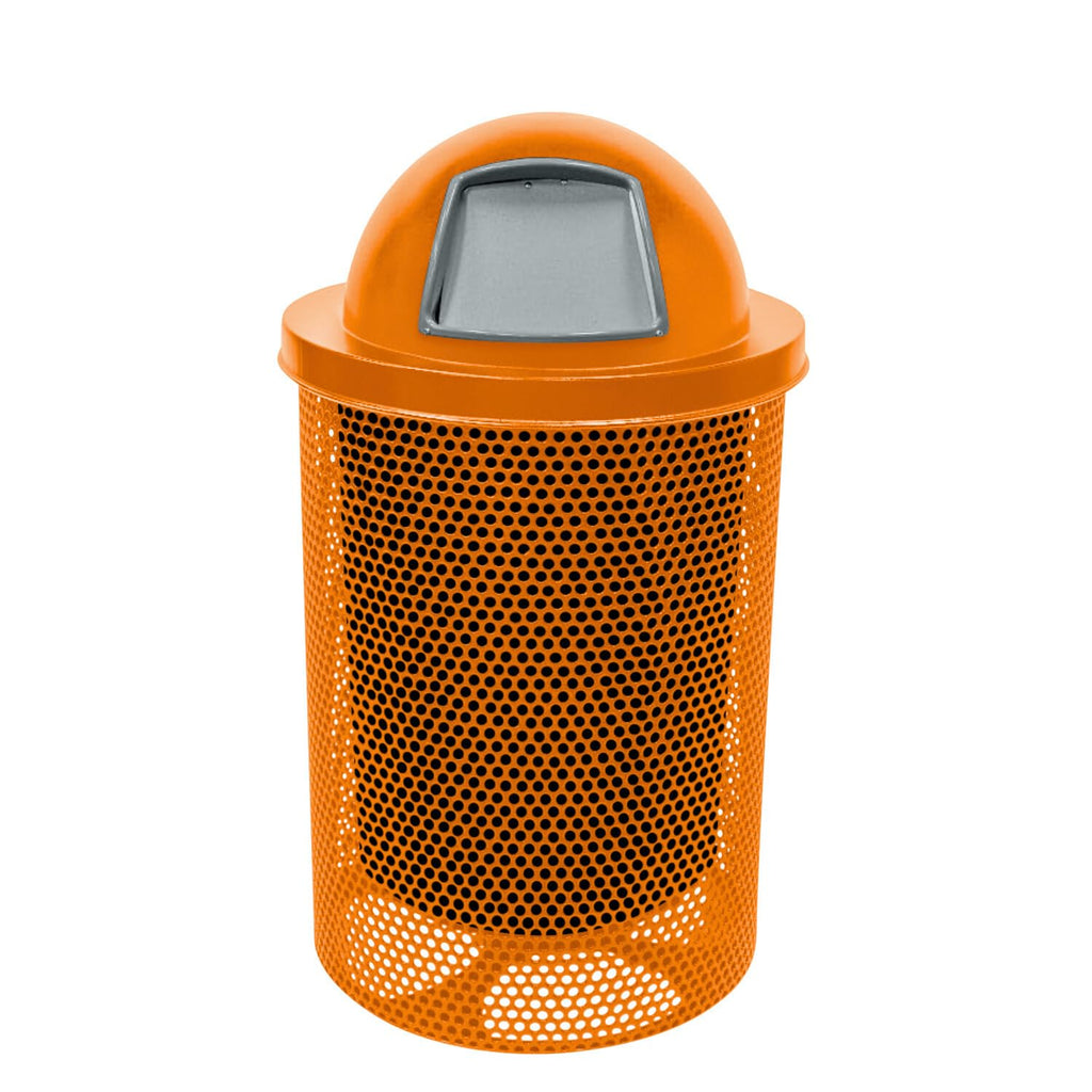COATEDOUTDOORFURNITURE Coated Outdoor Furniture 32-Gallon Heavy-Duty Punched Steel Round Trash