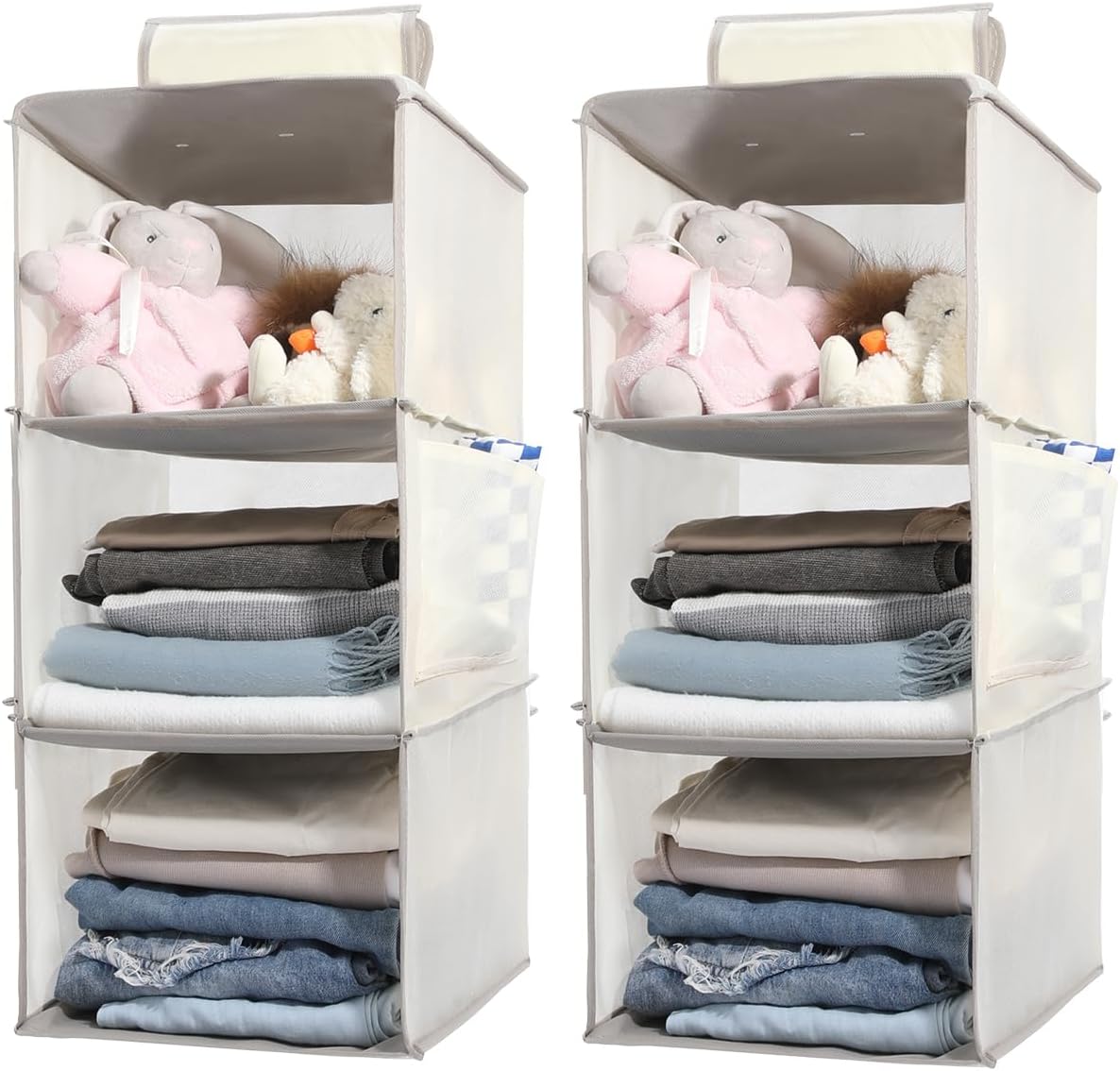 2 Packs Hanging Closet Organizer Storage, 3-Shelf Hanging Shelves for Closet, Closet Clothes