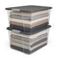 HOMZ Clear Plastic Storage Bin with Secure Latching Gray Lid, 64 Qt, 2 Pack