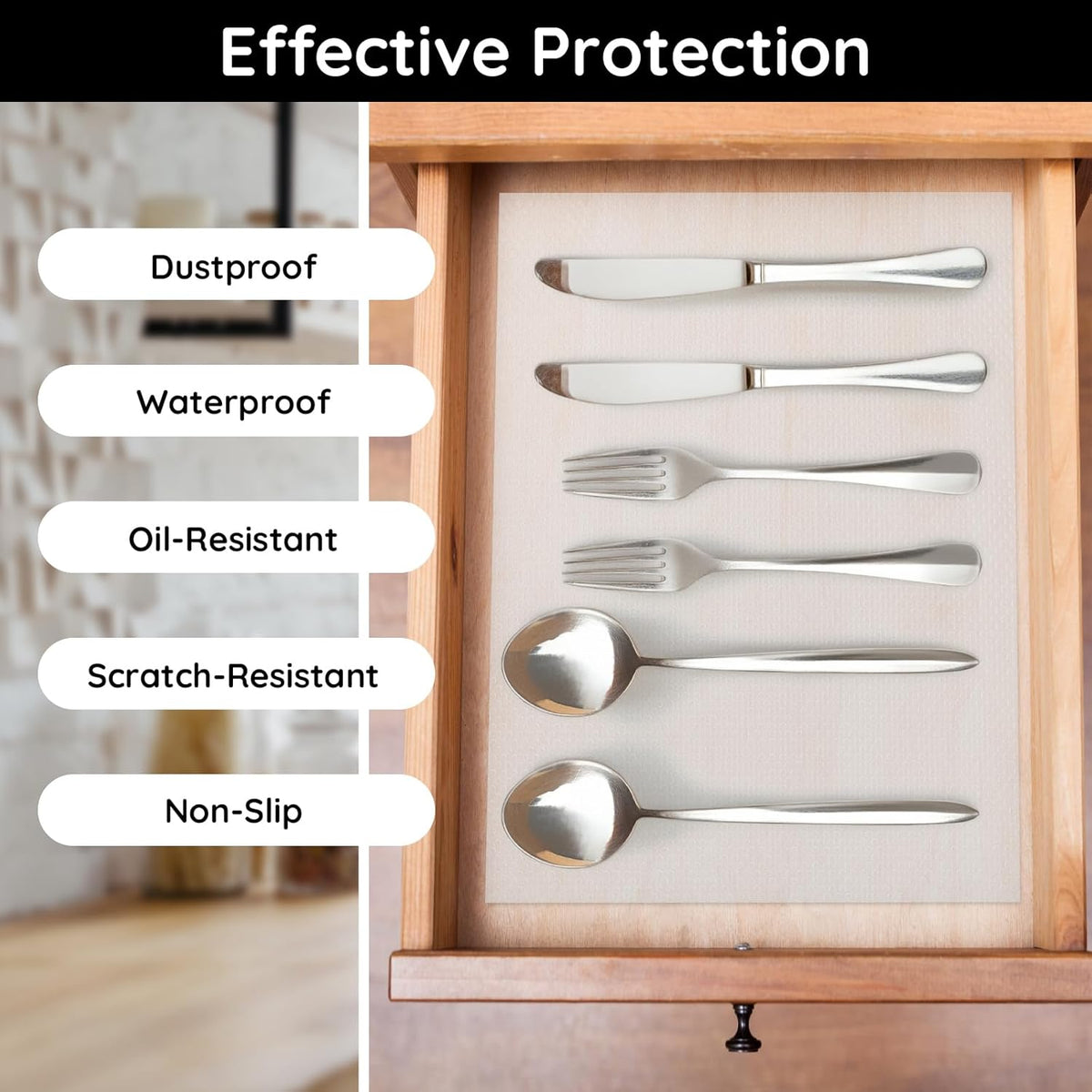 Shelf Liners for Kitchen Cabinets Non-Adhesive, 17.7" W x 118" L x 0.03" T, Fridge Liners, Non Slip
