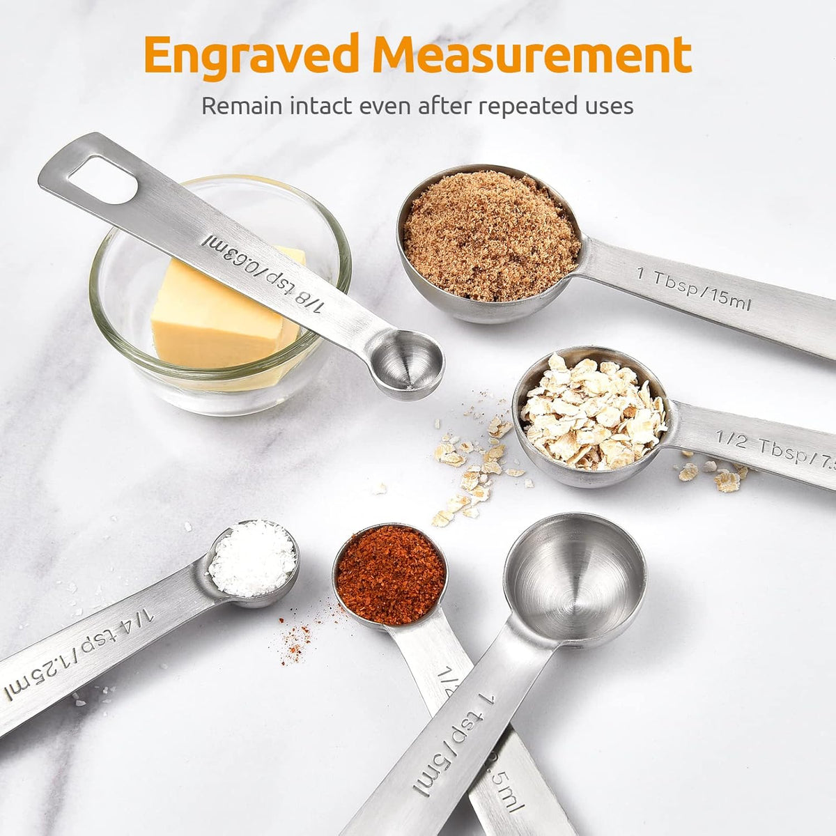 Measuring Spoons: U-Taste 18/8 Stainless Steel Measuring Spoons Set of 9 Piece: 1/16 TSP, 1/8 TSP