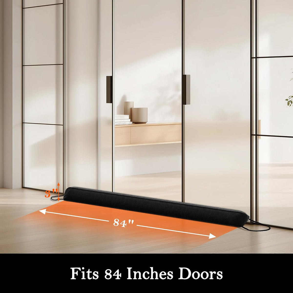 Sunolga 84" Door Draft Stopper Blocks Hot and Cold Air with Removable Washable Cover for Gaps Up to