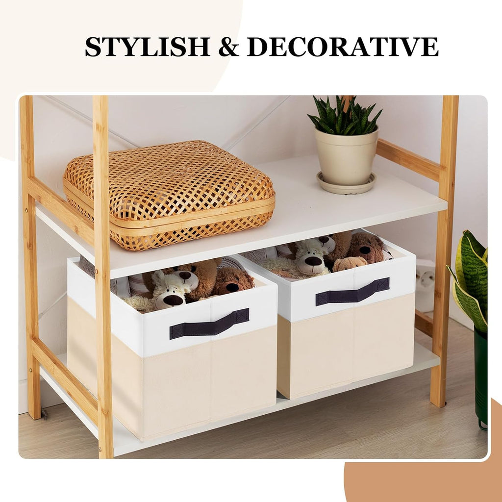 Criusia 4 Pack Baby Clothes Organizer Bins, Fabric Collapsible Storage Baskets with Handles