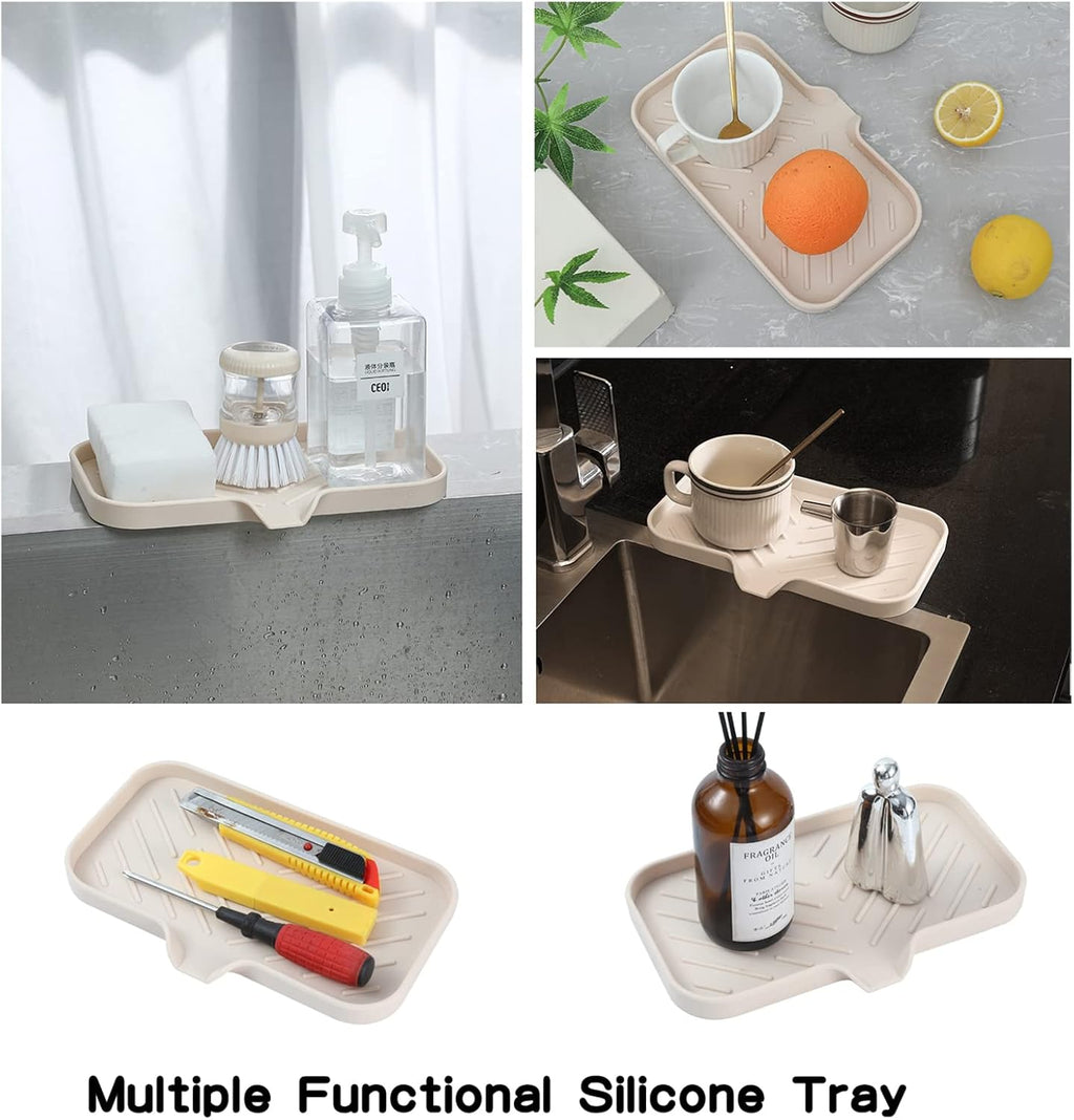 Silicone Bathroom Soap Dishes with Drain Spout-Bathroom and Kitchen Sink Organizer,Sponge