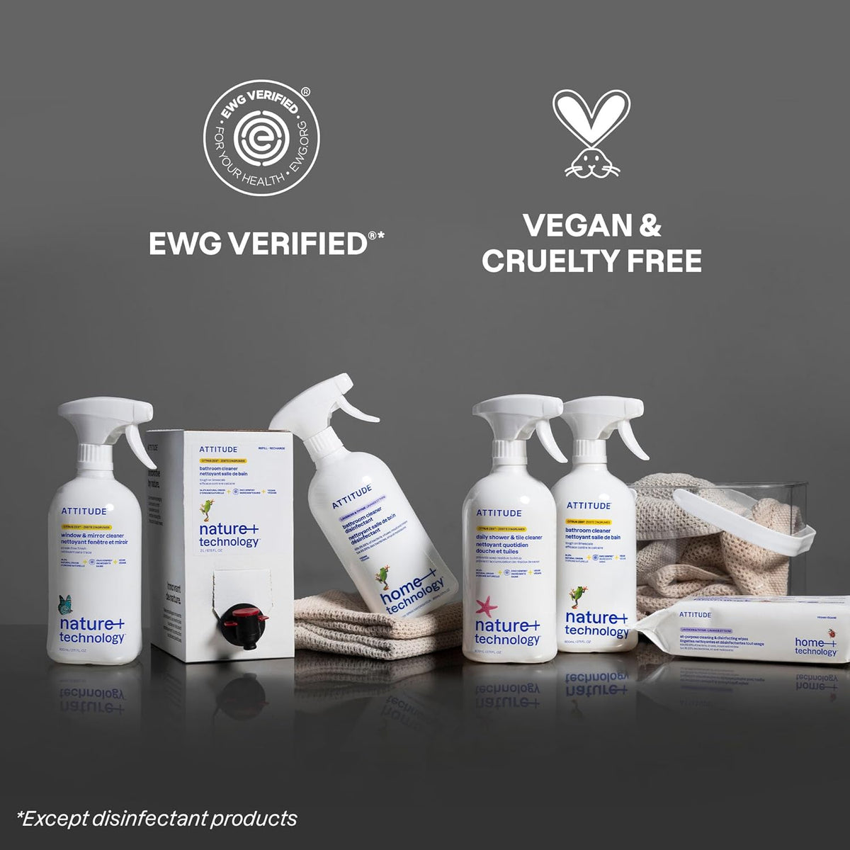 ATTITUDE Bathroom Cleaner Spray, EWG Verified, Plant-Based & Vegan, Safe for Bathroom Surfaces