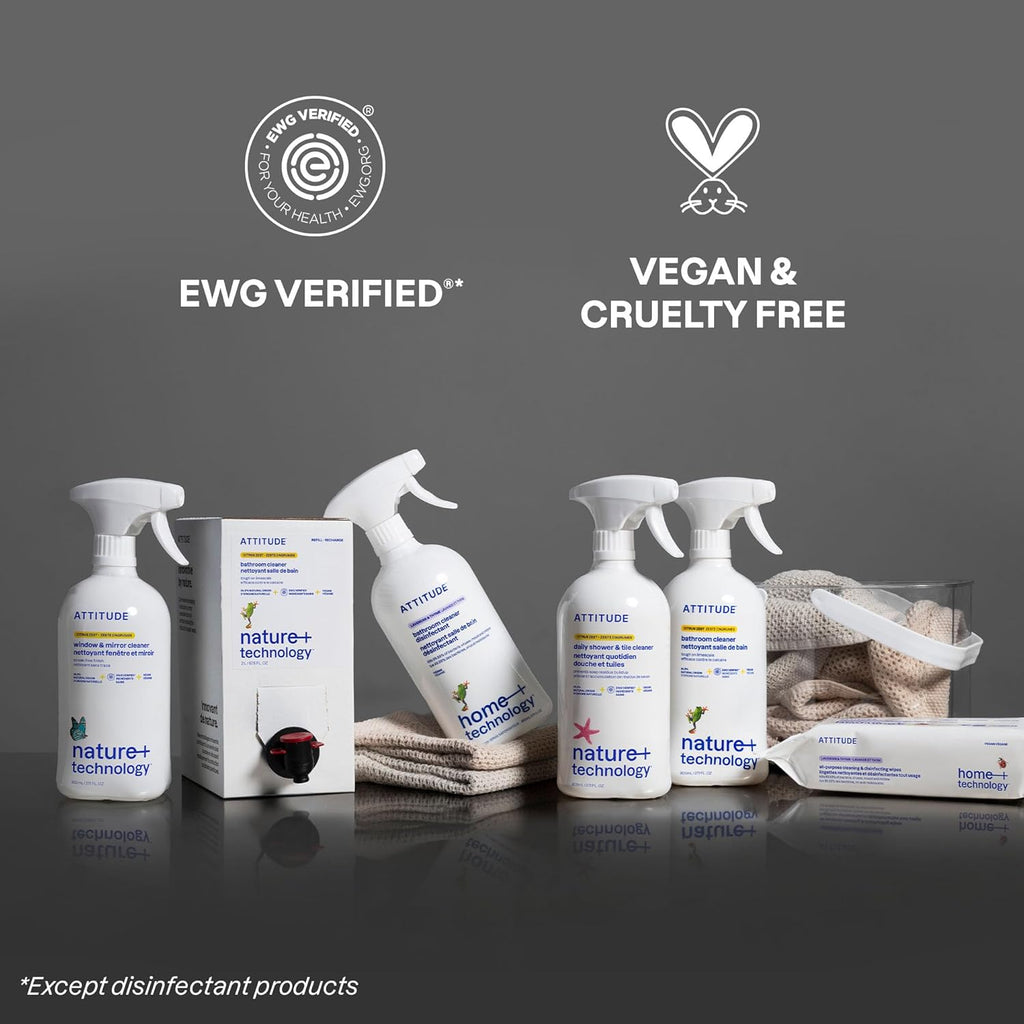 ATTITUDE Bathroom Cleaner Spray, EWG Verified, Plant-Based & Vegan, Safe for Bathroom Surfaces