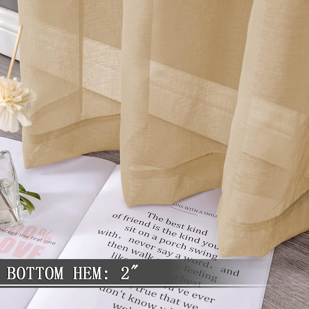 Tollpiz Sheer Tier Curtains Kitchen Linen Textured Half Curtain Sheers Light Filtering Rod Pocket