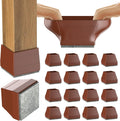 Square Chair Leg Protectors for Hardwood Floors, 16 Pcs Silicone Felt Furniture Leg Cover,(Brown 1