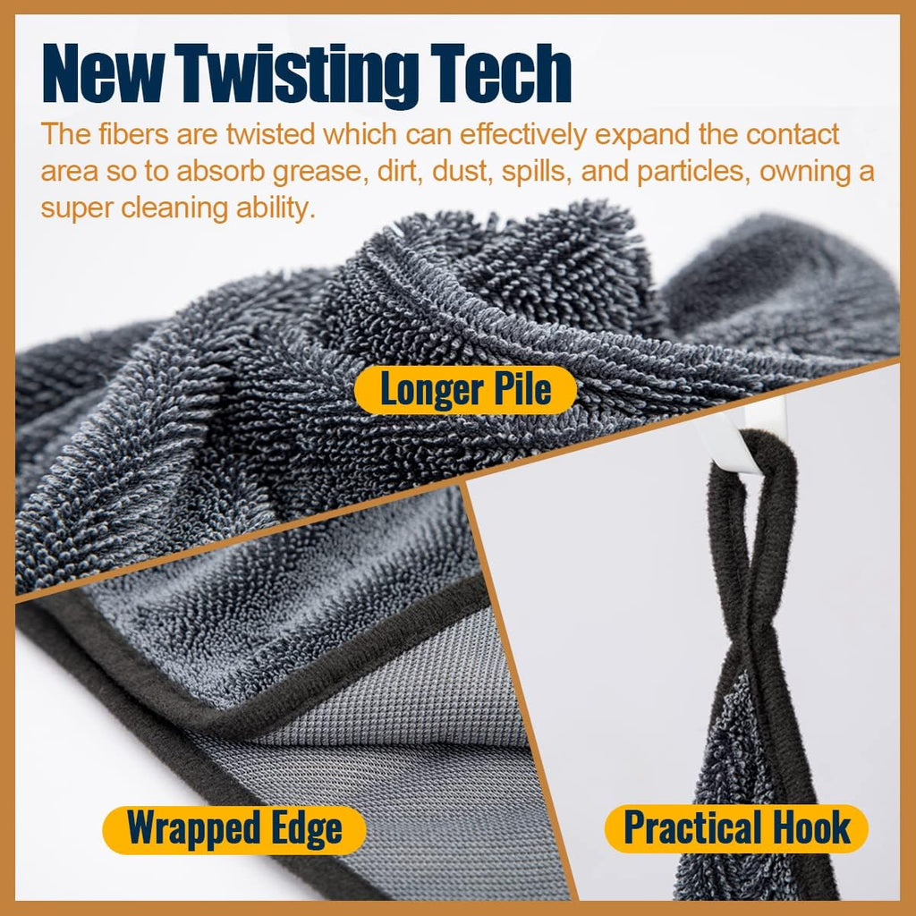 Airlab Microfiber Towels for Cars Wash Drying Super Absorbent Cleaning Cloth Auto Detailing Ultra