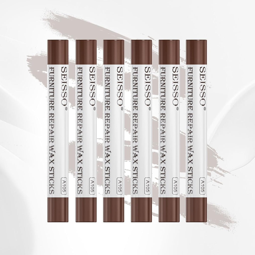 SEISSO Furniture Repair Crayon, 6 Pcs - Wood Filler Sticks, Scratch Repair Wax, Furniture Marking