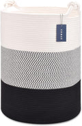 COMSE Extra Large Blanket Basket, Tall Woven Storage Basket, Nursery Hamper, 15.7”x 21.7”, Cotton