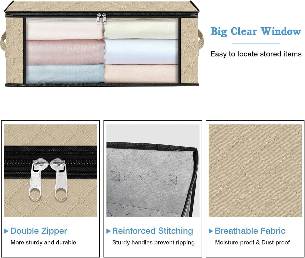 HomeHacks Storage 10-Pack Clothes Organizer Storage Bags Foldable Storage Box with Large Clear