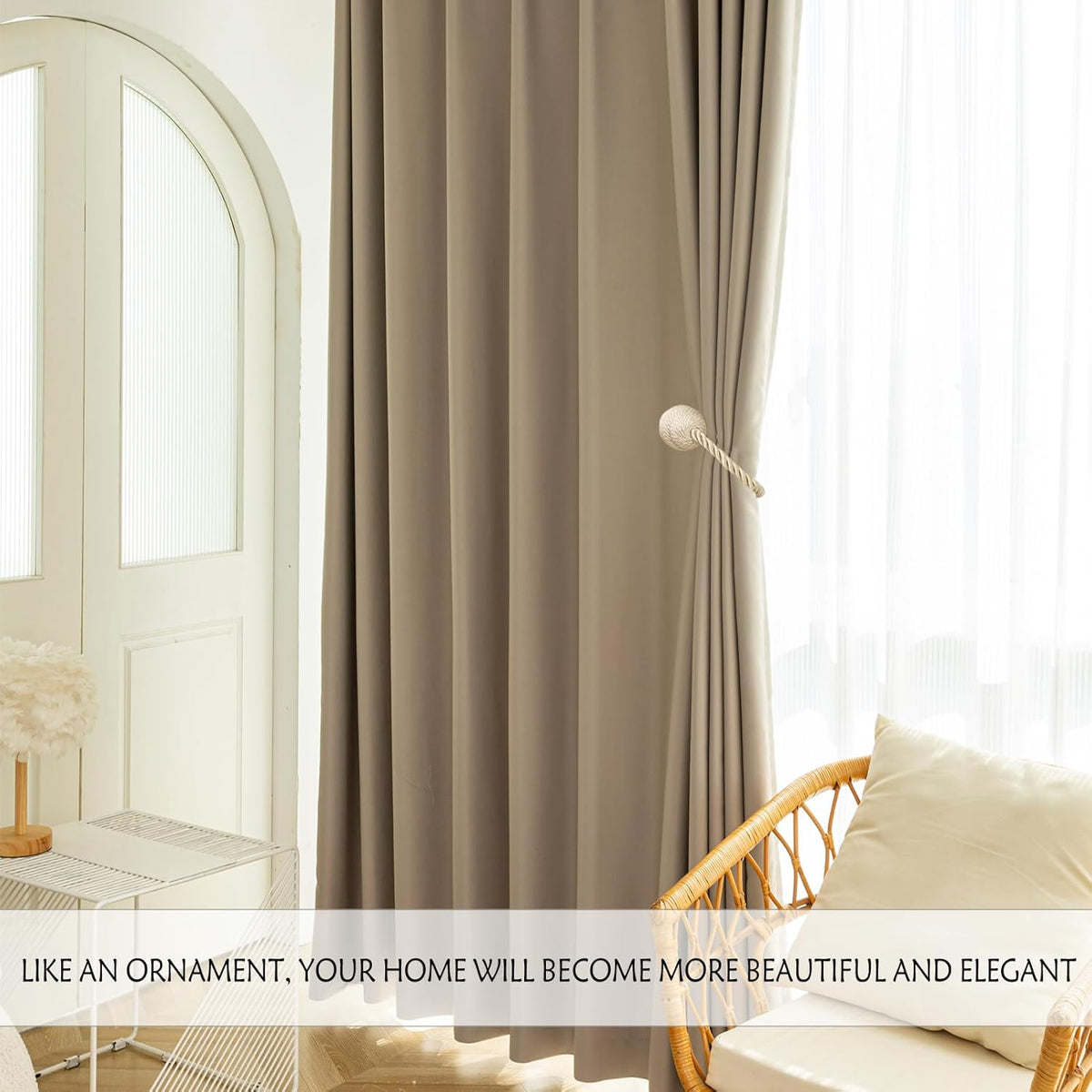 Magnetic Curtain Tiebacks - Rope Tiebacks for Curtains & Drapes, Decorative Window Holdbacks (2