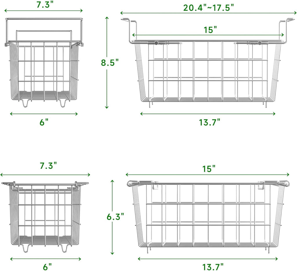 4-Pack Stackable & 1-Pack Hanging Chest Freezer Organizer Bins for 7 Cu.Ft Freezer