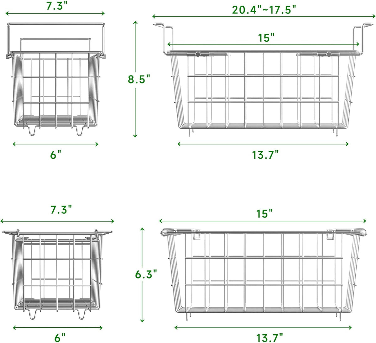 4-Pack Stackable & 1-Pack Hanging Chest Freezer Organizer Bins for 7 Cu.Ft Freezer