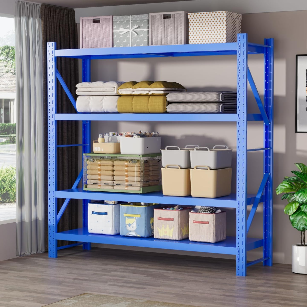 Storage Shelves Heavy Duty, Metal Garage Shelving Units, 4 Tier Storage Rack Shelf, Steel