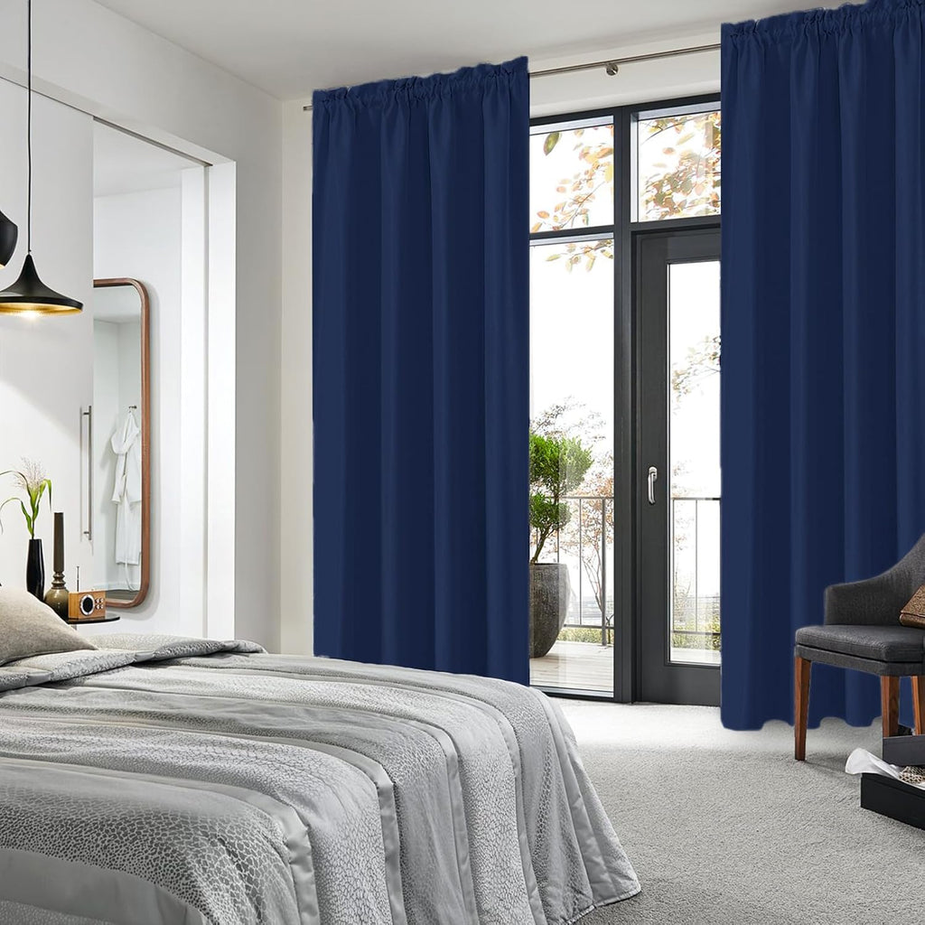 DWCN Navy Blue Blackout Curtains for Living Room 84 Inch Length 2 Panels Set Window Drapes Thermal