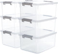 Citylife 6 Packs 17 QT Plastic Storage Bins with Lids Large Stackable Storage Containers for