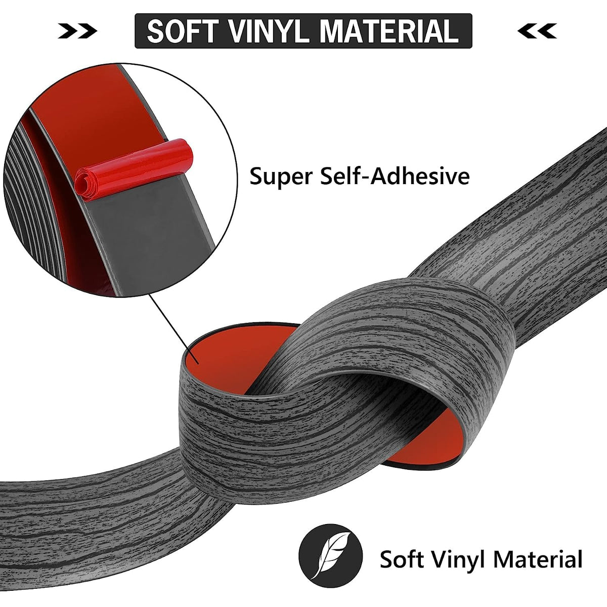 20Ft Floor Transition Strip Self Adhesive Vinyl Cover Floor Strip Flat Divider Transition Strip