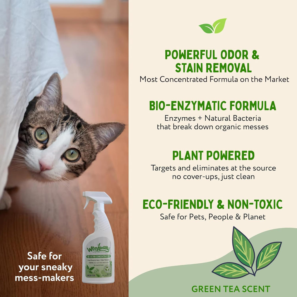 Wee Away X2 Ultra Concentrated Pet Stain and Odor Remover, Enzyme Cleaner for Cat Urine and Poop