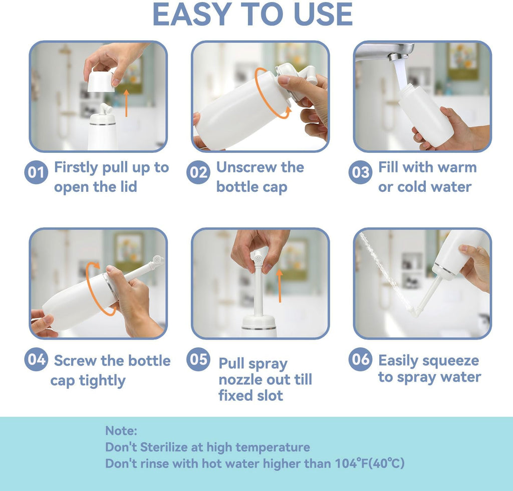 Portable Bidet for Travel Friendly Handheld Personal Peri Bottle 400ml Convenient Leakproof Design