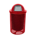COATEDOUTDOORFURNITURE RDT-P-TXTRED Heavy Duty Round Trash Receptacle with Dome Top, Liner