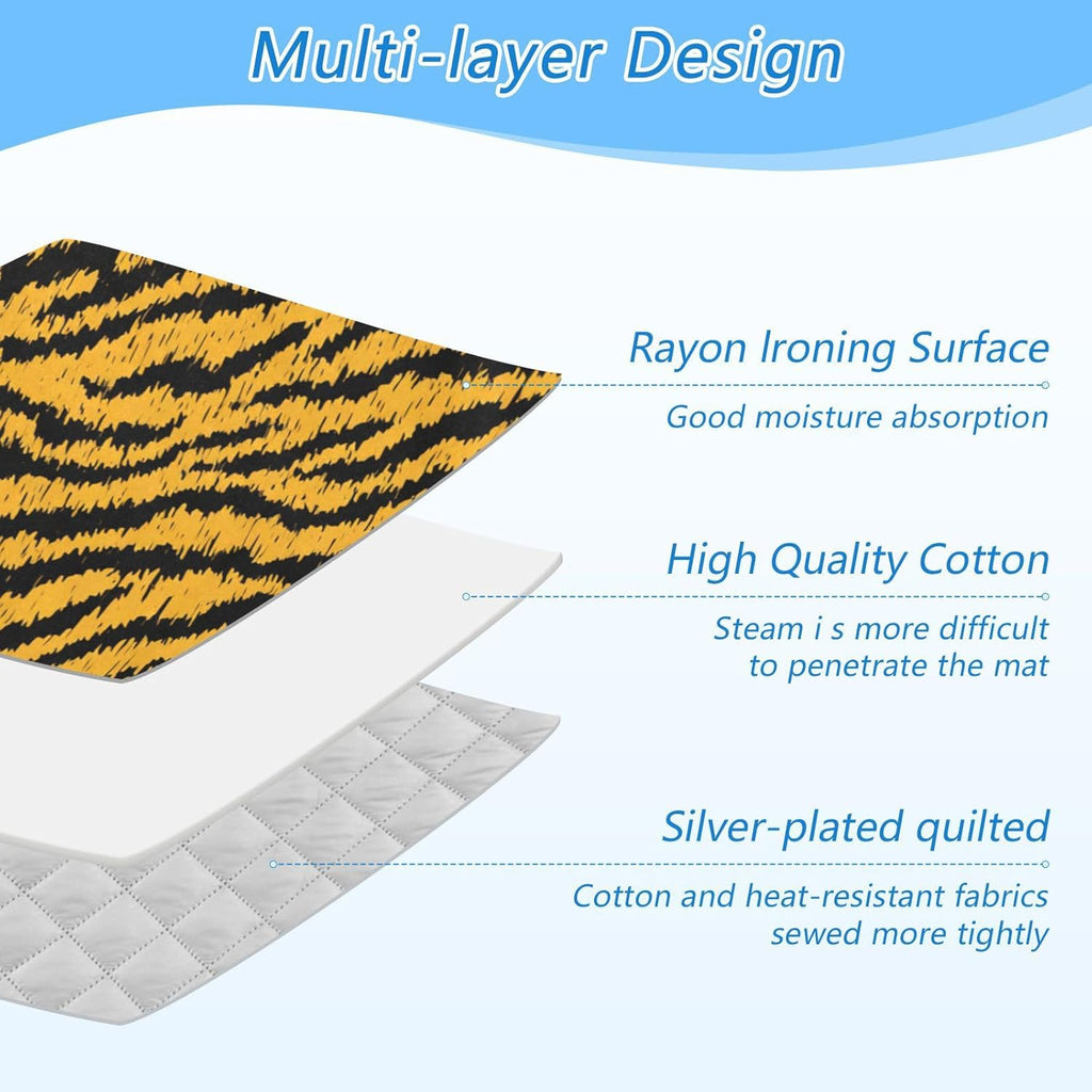 Classical Tiger Skin Print Ironing Mat for Table top Portable Ironing Pad Blanket for Washer Dryer