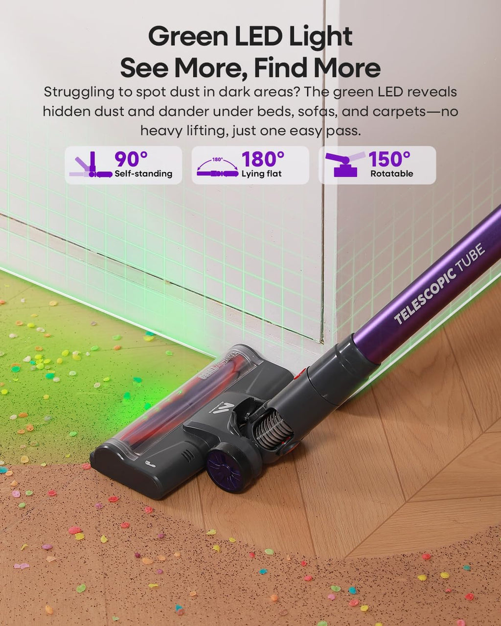 AlloyMove Cordless Vacuum Cleaner 45KPA, Up to 60mins Runtime Lightweight Powerful Suction Vacuum