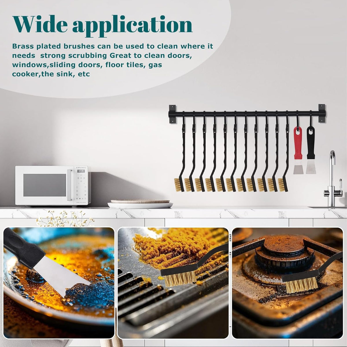 40 Pcs Mini Wire Brush Brass Brush Set, Curved Handle Masonry Brush Wire Brush for Cleaning Welding