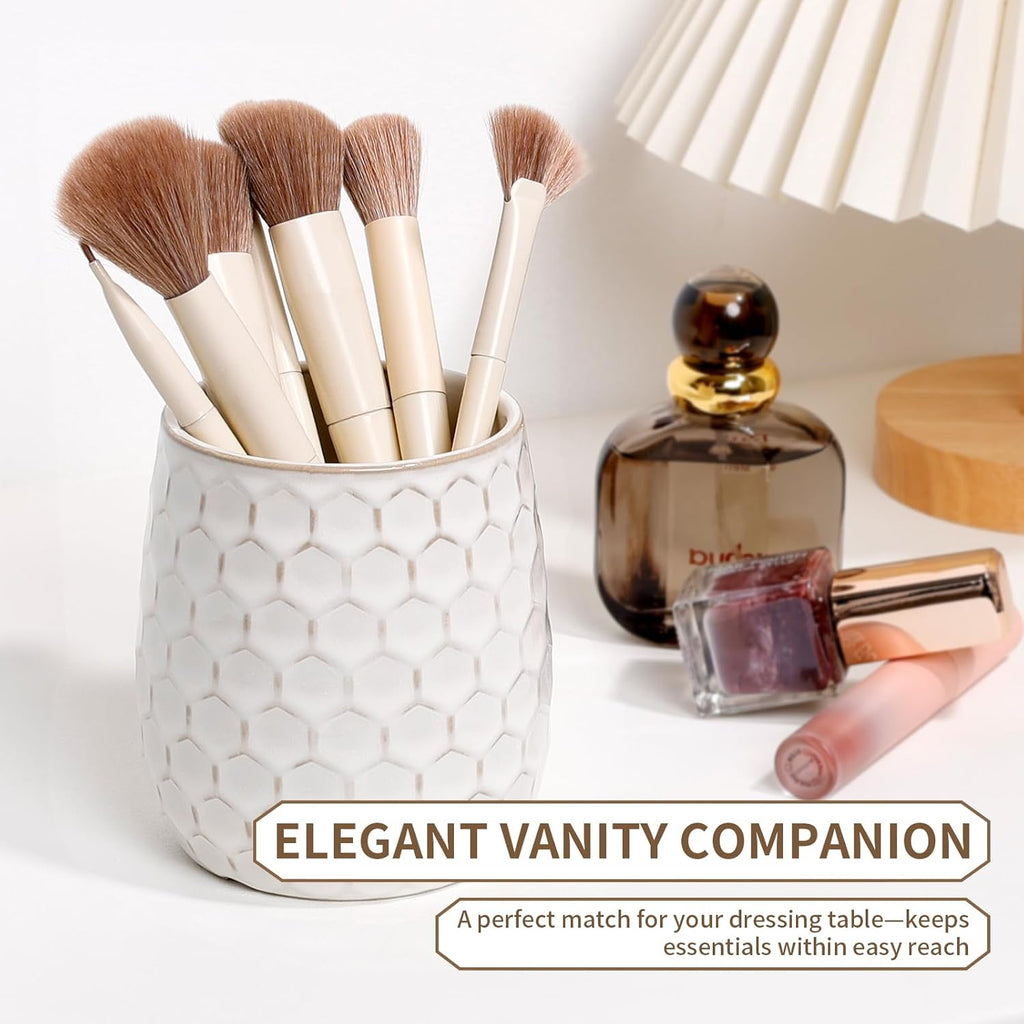 Toothbrush Holder, Tooth Brush Holder for Bathroom - Ceramic Toothbrush Cup White Toothbrush