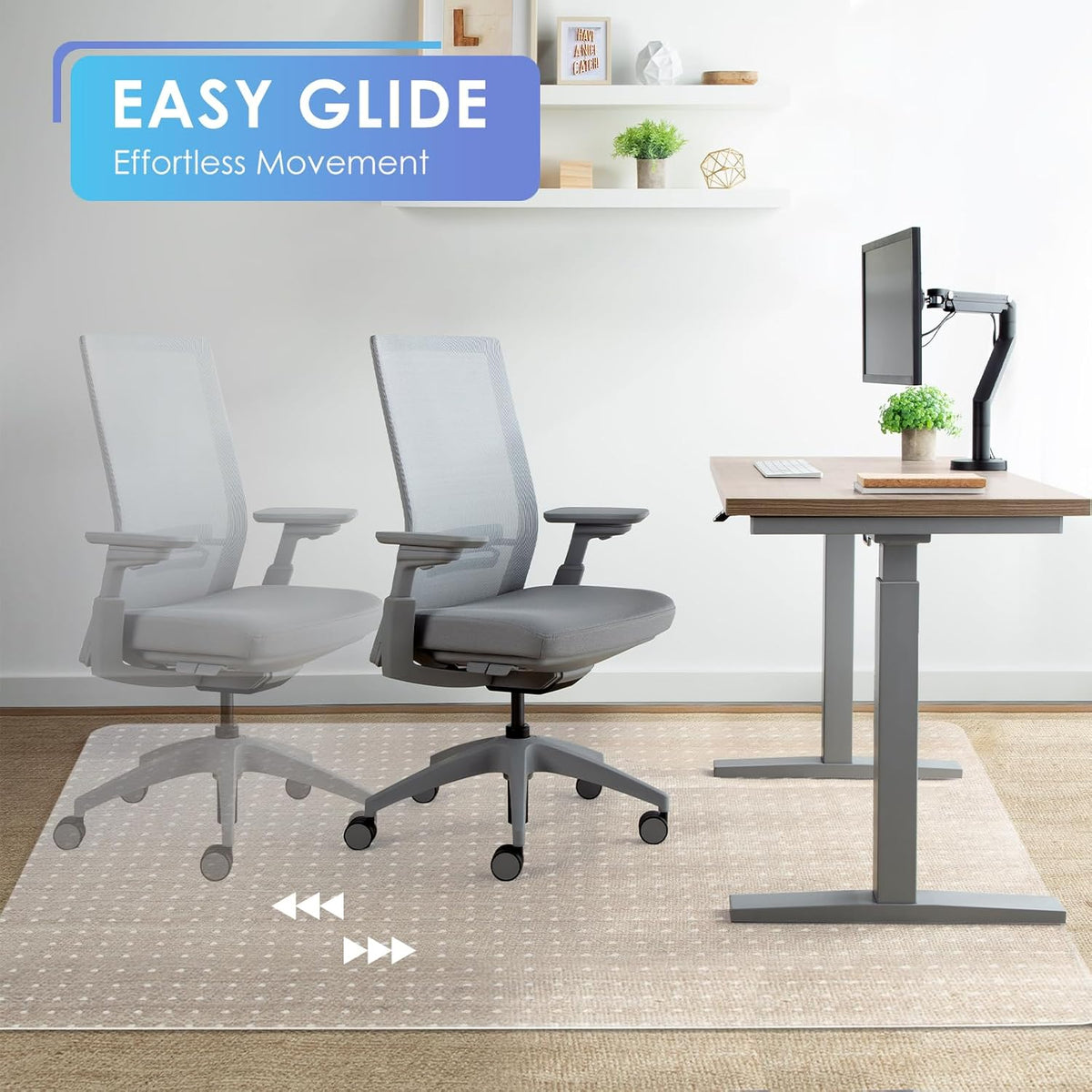 Vicwe Office Chair Mat for Carpeted Floors, 55"X36" Rectangle Desk Chair Mats with Studs for Low