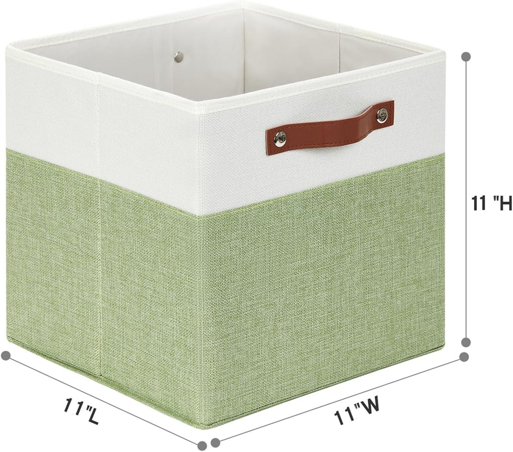 HNZIGE Fabric 11x11 Cube Storage Bins, Set of 4, Foldable Storage Cube Bin Baskets for Shelves with