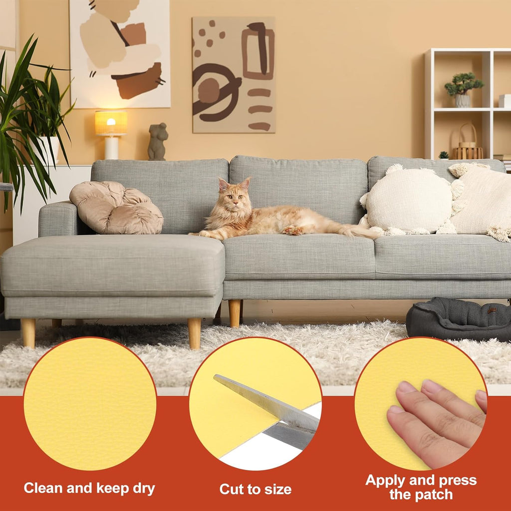 PATIKIL Leather Patches Tape for Furniture, 6.3 x 61 Inch Self Adhesive Vinyl Leather Repair Kit