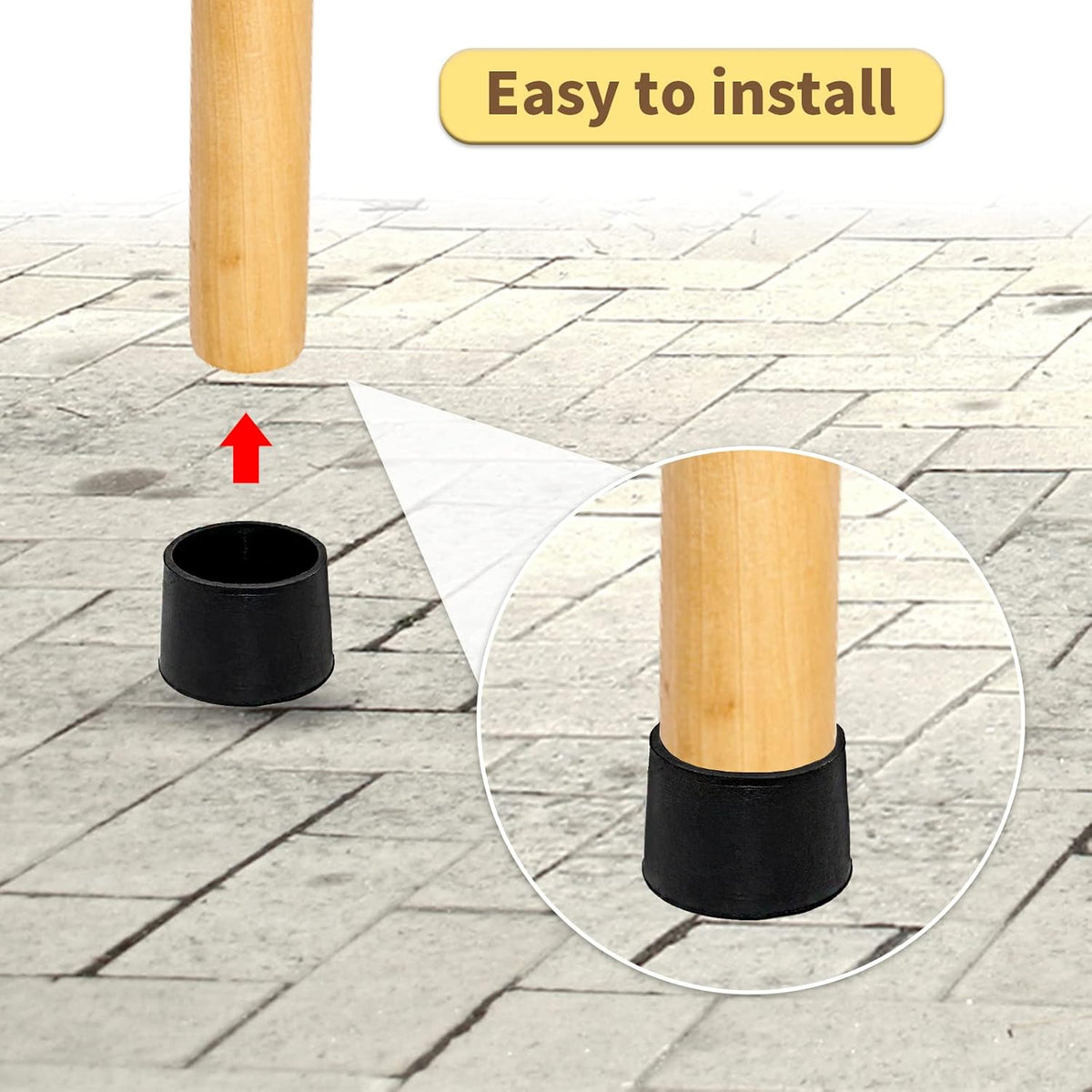 Flyshop 4 Pieces 40mm Rubber Chair Leg Caps Round, Non-Slip Protective Caps for Chair Legs, Floor