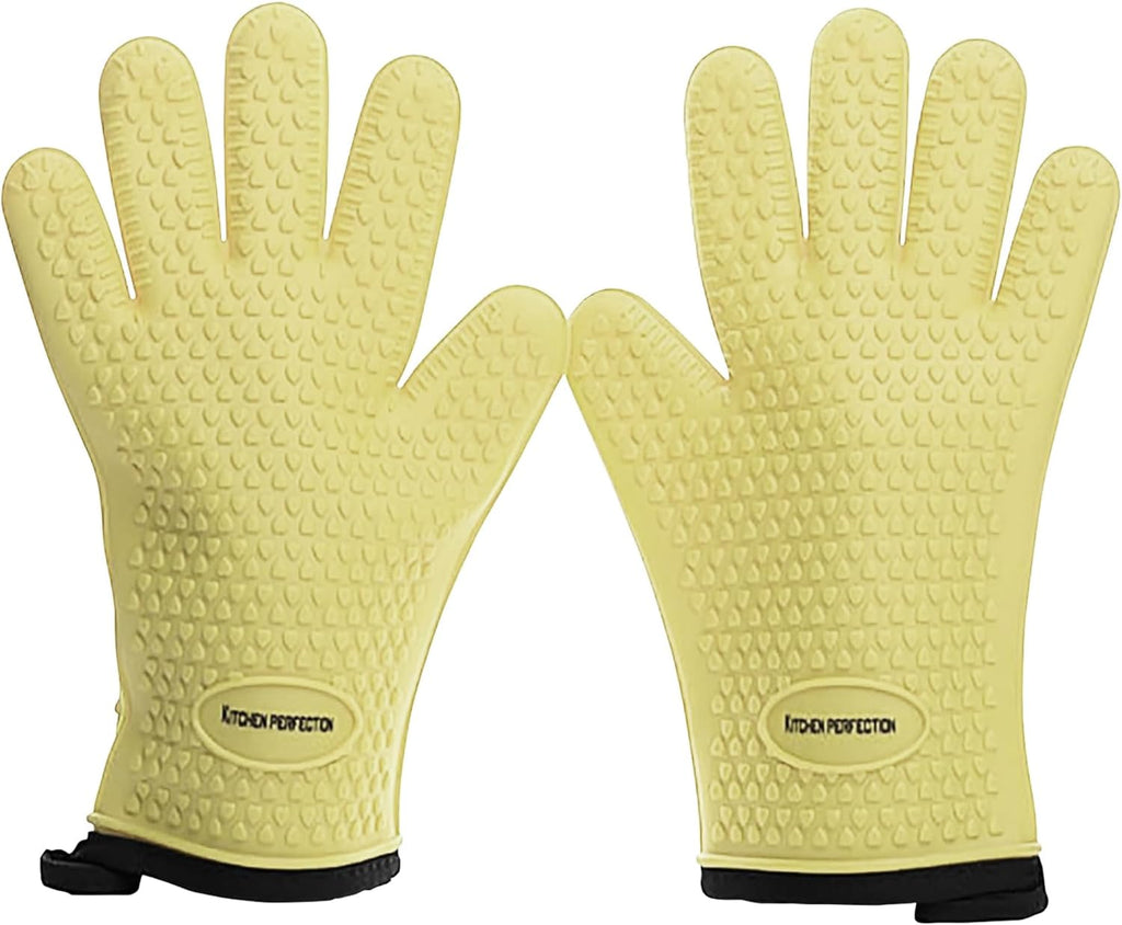 KITCHEN PERFECTION Silicone Smoker Oven Gloves For Women -Extreme Heat Resistant BBQ Gloves -Handle