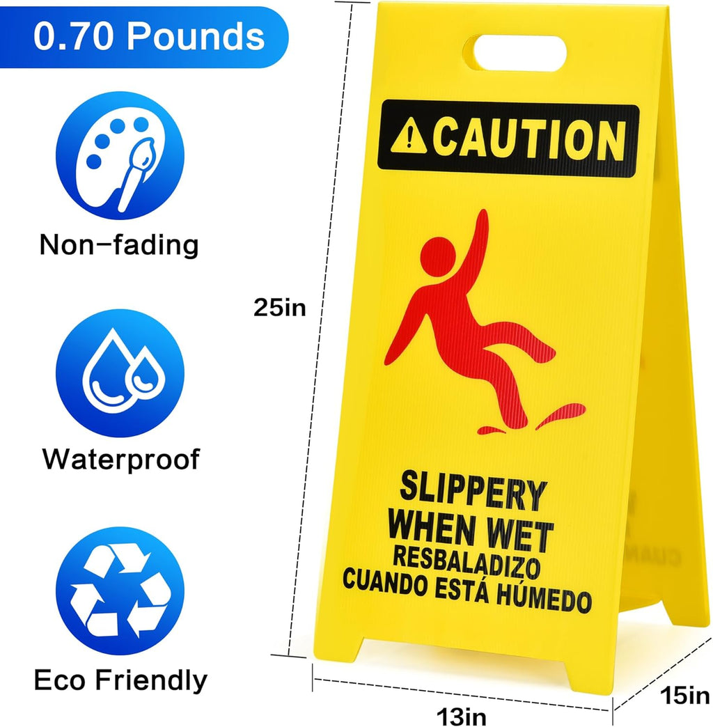 MATTHEW CLEANING 25'' Industrial Wet Floor Sign 3 Pack 2-Sided Durable Corrugated Plastic Birght