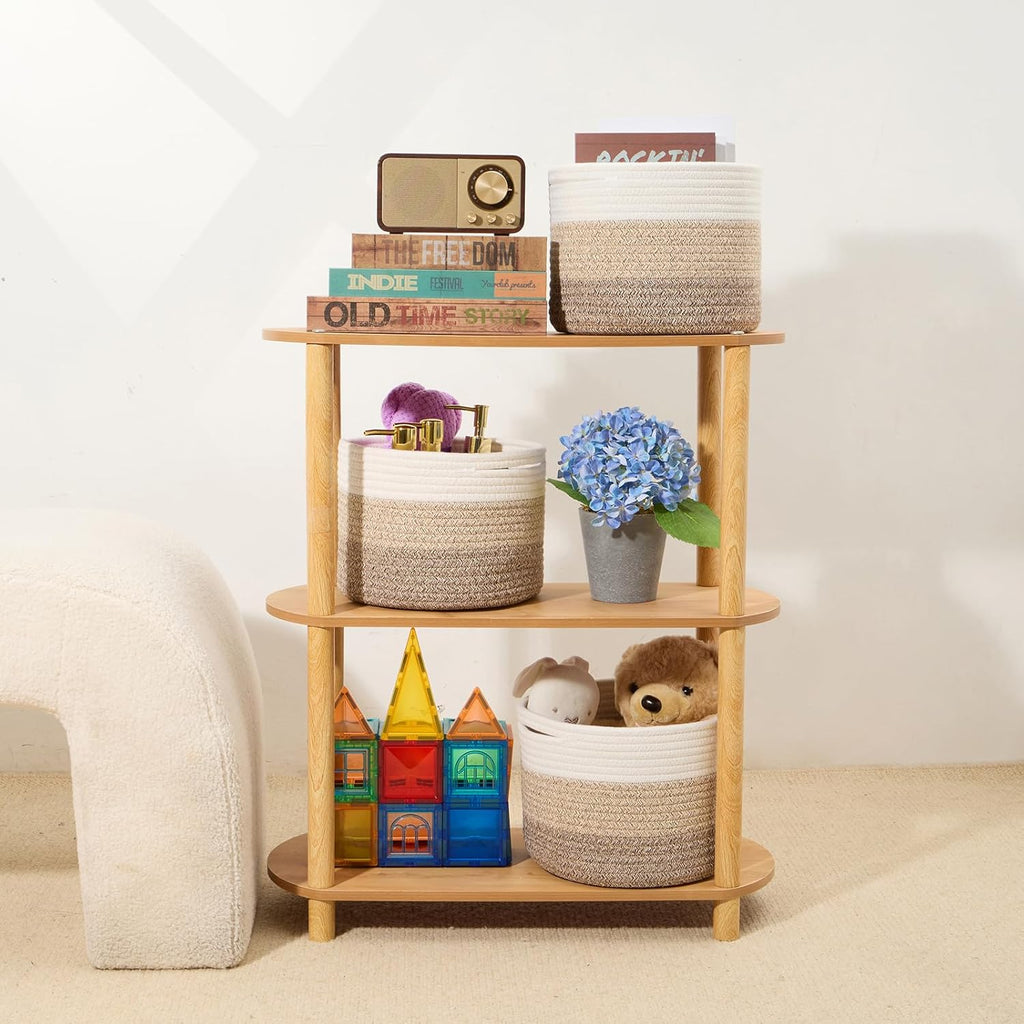 Small Basket for Organizing | Cube Shelf Closet Storage Baskets | 9.7×9.7×7.1” | Woven Rope Gift