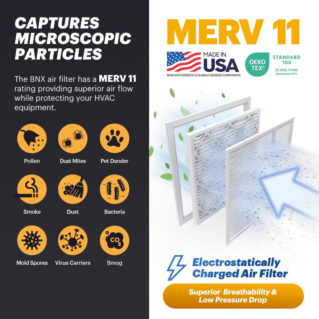 BNX TruFilter 16x25x5 (15.88’’ x 24.75’’ x 4.38‘’ Honeywell Compatible 4”) MERV 11 Air Filter