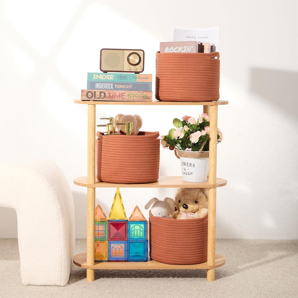 Small Basket for Organizing | Cube Shelf Closet Storage Baskets | 9.7×9.7×7.1” | Woven Rope Gift