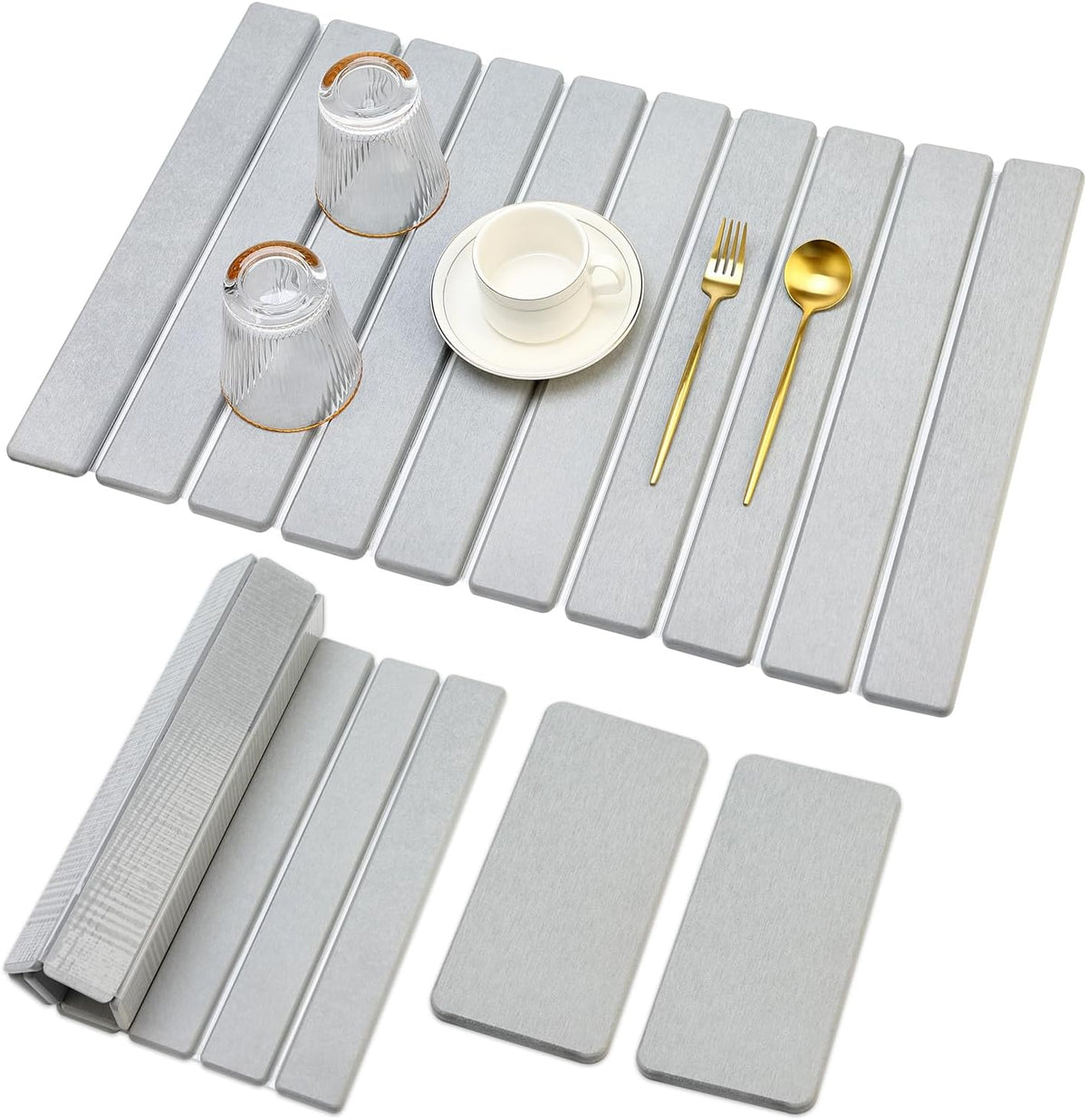 Large Stone Dish Drying Mat for Kitchen Sink Countertop Dish Drainer Diatomaceous Earth Mat