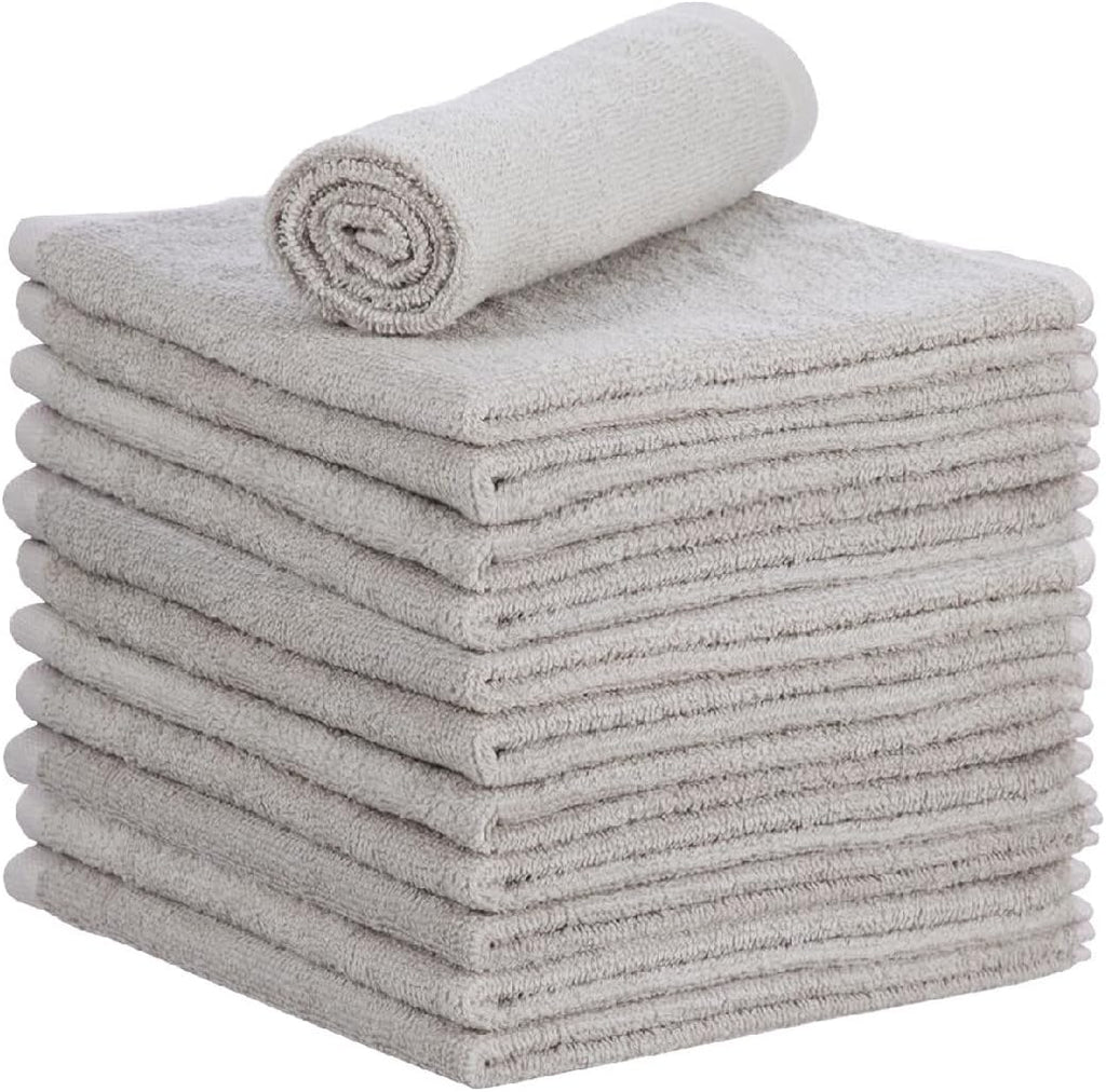 Superio Cotton Terry Washcloths Grey Towels 100% Cotton Cleaning Cloth 16" Rags Wash Clothes for